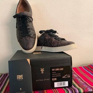 Frye leather, animal print sneakers